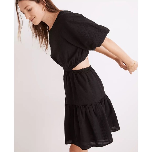 Madewell Seersucker Puff-Sleeve Cutout Mini Dress Size XXL - Picture 4 of 8